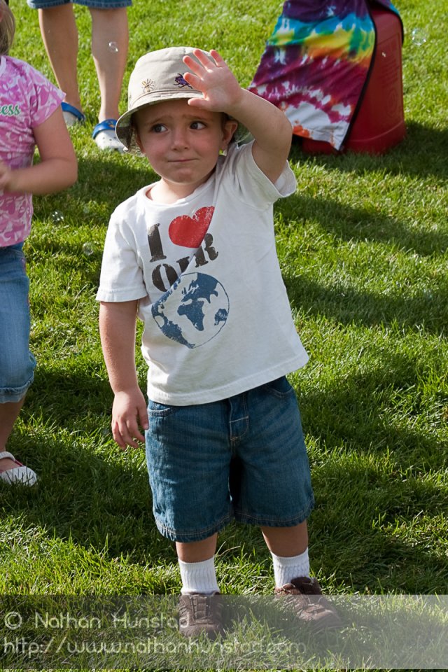 Michael Weber playing with bubbles at the Colorado Irish Festival